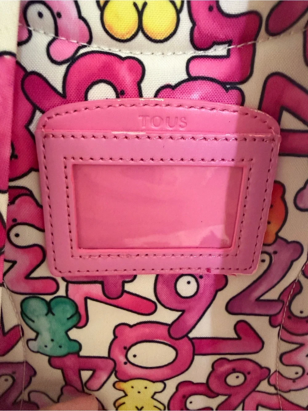Tous Pink Kids Rolling Backpack with Colorful Number & Bear Print